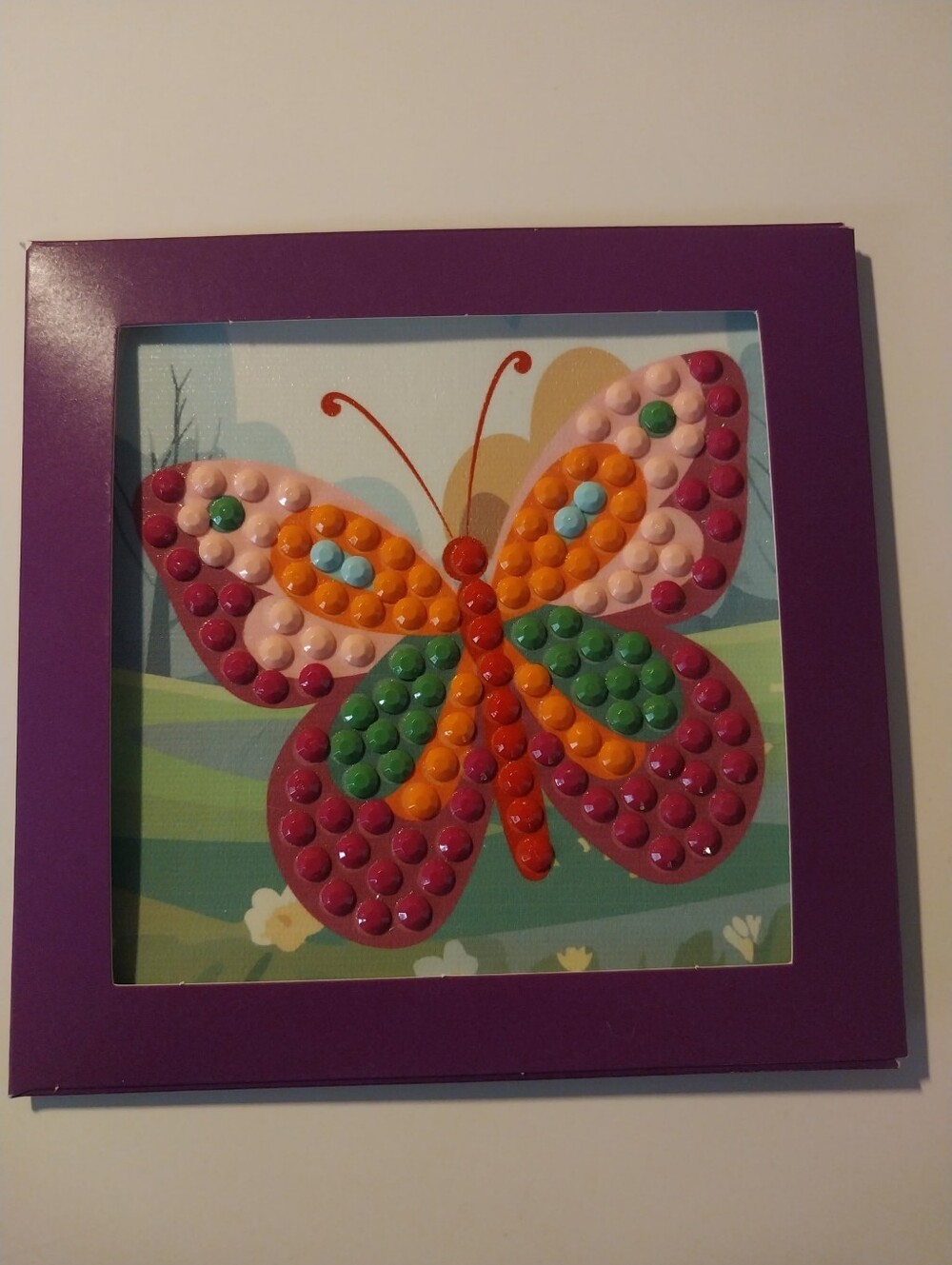Purple Framed Colorful Butterfly Wall Art